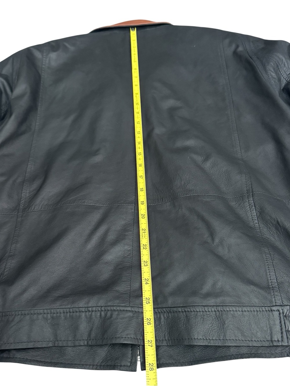 Remy Lambskin Leather Jacket Men 44 Black Brown Full Zip Vintage USA - Picture 10 of 10